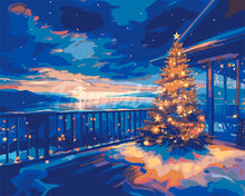 Load image into Gallery viewer, Paint by numbers kit for adults Twinkling Christmas Terrace Figured&#39;Art UK