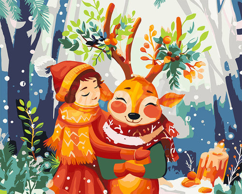 Paint by numbers kit for adults Christmas Woodland Friends Figured'Art UK