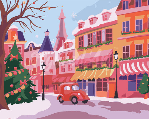 Paint by numbers kit for adults Colourful Christmas Town Figured'Art UK