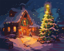 Load image into Gallery viewer, Paint by numbers kit for adults Snowy Christmas Cottage Figured&#39;Art UK