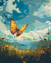 Load image into Gallery viewer, Paint by numbers kit for adults Copper Butterfly Under a Blue Sky Figured&#39;Art UK