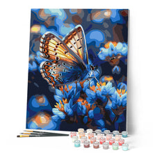 Load image into Gallery viewer, Butterfly and Blue Flowers