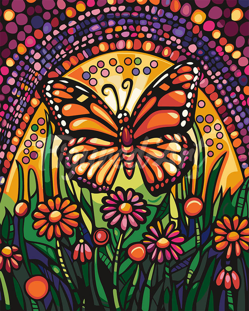 Paint by numbers kit for adults Mosaic Butterfly Figured'Art UK