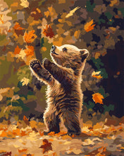 Load image into Gallery viewer, Paint by numbers kit for adults Bear and Falling Leaves Figured&#39;Art UK