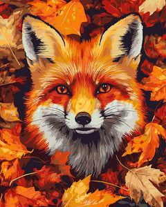 Paint by numbers kit for adults Fox in Autumn Leaves Figured'Art UK