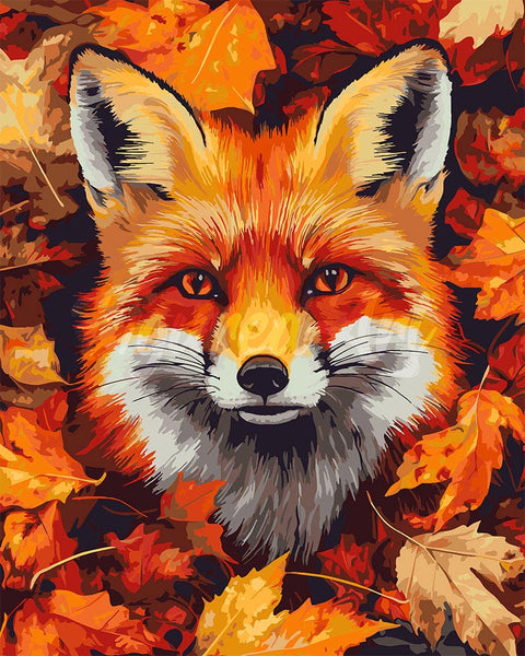 Paint by Numbers for adults UK - Fox in Autumn Leaves – Figured'Art