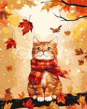 Load image into Gallery viewer, Paint by numbers kit for adults Cozy Autumn Cat Figured&#39;Art UK