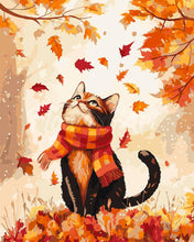 Load image into Gallery viewer, Paint by numbers kit for adults Playful Autumn Cat Figured&#39;Art UK