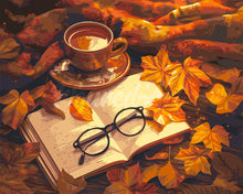 Load image into Gallery viewer, Paint by numbers kit for adults Autumn Tea and Book Figured&#39;Art UK