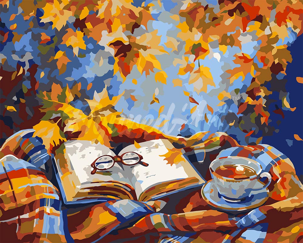 Paint by numbers kit for adults Autumn Reading Escape Figured'Art UK