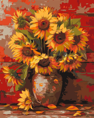 Paint by numbers kit for adults Autumn Sunflowers Vase Figured'Art UK