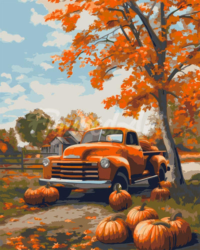 Paint by numbers kit for adults Vintage Truck in Autumn Figured'Art UK