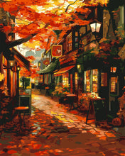 Load image into Gallery viewer, Paint by numbers kit for adults Autumn Café Street Figured&#39;Art UK