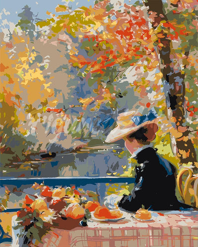 Paint by numbers kit for adults Renoir-inspired Autumn Lady Figured'Art UK