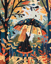 Load image into Gallery viewer, Paint by numbers kit for adults Girl with Umbrella in Autumn Figured&#39;Art UK