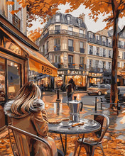 Load image into Gallery viewer, Paint by numbers kit for adults Autumn Café Moment Figured&#39;Art UK