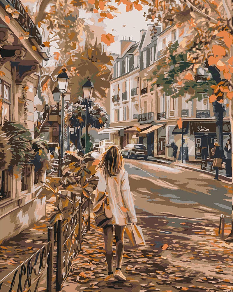 Paint by numbers kit for adults Autumn Day in the City Figured'Art UK