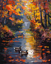 Load image into Gallery viewer, Paint by numbers kit for adults Golden Pond in Autumn Figured&#39;Art UK