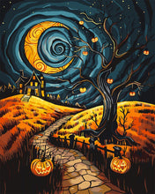 Load image into Gallery viewer, Paint by numbers kit for adults Spooky Moonlit Path Figured&#39;Art UK