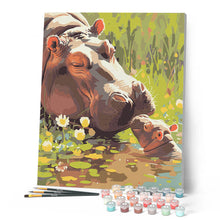 Load image into Gallery viewer, Baby Hippo Kissing Mum