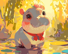 Load image into Gallery viewer, Paint by numbers kit for adults Happy Baby Hippo Figured&#39;Art UK