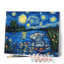 Load image into Gallery viewer, Hippo in the Starry Night