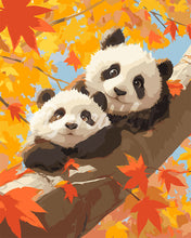 Load image into Gallery viewer, Paint by numbers kit for adults Panda Cubs in Autumn Figured&#39;Art UK