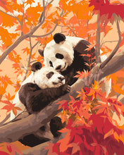 Load image into Gallery viewer, Paint by numbers kit for adults Panda Twins in Autumn Figured&#39;Art UK