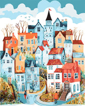 Load image into Gallery viewer, Paint by numbers kit for adults Blue Enchanted Village Figured'Art UK