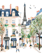 Load image into Gallery viewer, Paint by numbers kit for adults Watercolour Paris Street Figured'Art UK