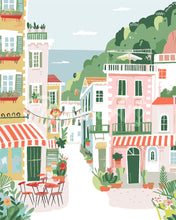 Load image into Gallery viewer, Paint by numbers kit for adults Pastel Seaside Town Figured'Art UK