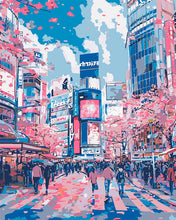 Load image into Gallery viewer, Paint by numbers kit for adults Shibuya Cherry Blossoms Figured&#39;Art UK