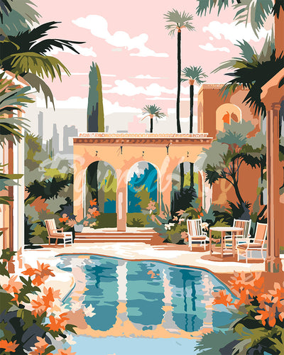 Paint by numbers kit for adults Luxury Marrakesh Villa Figured'Art UK