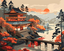 Load image into Gallery viewer, Paint by numbers kit for adults Vintage Pagoda View Figured'Art UK