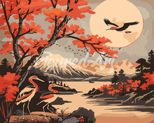 Load image into Gallery viewer, Paint by numbers kit for adults Cranes and Mount Fuji View Figured'Art UK