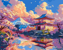 Load image into Gallery viewer, Paint by numbers kit for adults Temple View with Mount Fuji Figured'Art UK