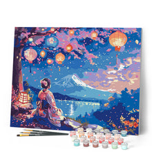 Load image into Gallery viewer, Girl, Lanterns and Mount Fuji