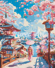 Load image into Gallery viewer, Paint by numbers kit for adults Sakura Street in Kyoto Figured'Art UK