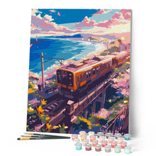 Load image into Gallery viewer, Sakura Railway by the Ocean