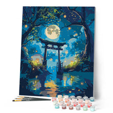 Load image into Gallery viewer, Moonlit Torii and Fireflies