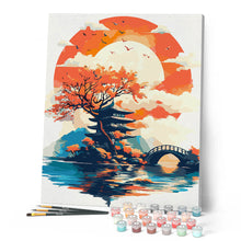 Load image into Gallery viewer, Pagoda Under the Rising Sun