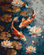 Load image into Gallery viewer, Paint by numbers kit for adults Vintage Koi Carp and Flowers Figured'Art UK