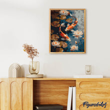 Load image into Gallery viewer, Vintage Koi Carp and Flowers