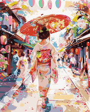 Load image into Gallery viewer, Paint by numbers kit for adults Yukata Girl on Festive Street Figured'Art UK