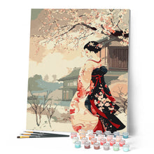 Load image into Gallery viewer, Vintage Winter Geisha Scene