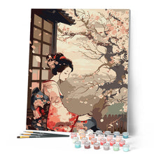 Load image into Gallery viewer, Vintage Kimono Lady and Sakura