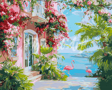 Load image into Gallery viewer, Paint by numbers kit for adults Seaside Pink Villa Figured'Art UK