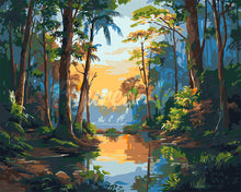Load image into Gallery viewer, Paint by numbers kit for adults Tropical Forest Lake Figured'Art UK