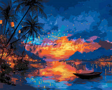 Load image into Gallery viewer, Paint by numbers kit for adults Lantern Beach Sunset Figured'Art UK