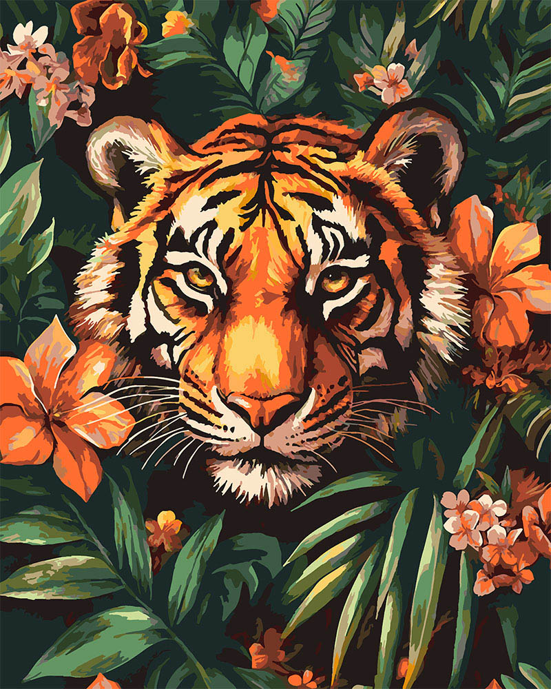 Paint by numbers kit for adults Tropical Tiger Figured'Art UK